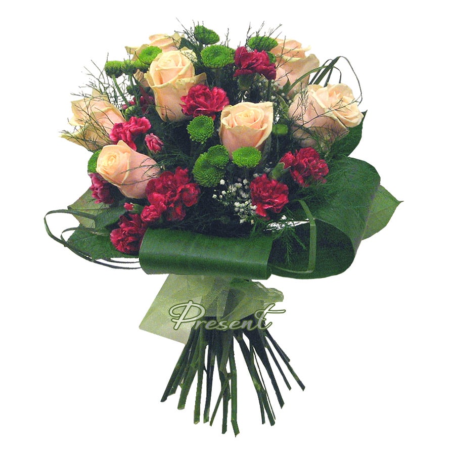Blumenstrauß aus Rosen und Chrysanthemen — Gefühle, die Liebe wecken