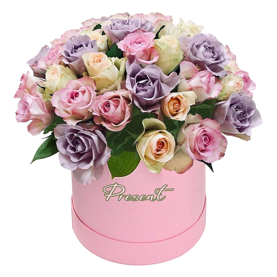 Bunte Rosen in einer Hutschachtel — ein ausdrucksstarkes Geschenk voller Emotionen